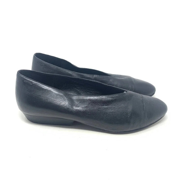 Eileen Fisher Black Leather Pointed Toe Ballet Wedge‎ Flats Size US 7.5 - Picture 5 of 12